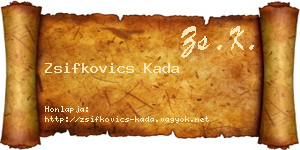 Zsifkovics Kada névjegykártya